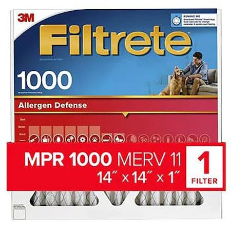 Filtrete AL11-4 14x14x 1 In. Micro Allergen Defense Pleated Furnace Air Filter, Red, MPR 1000, 3 Months - Quantity 4